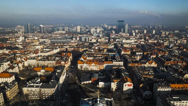 katowice -hyperlapse- city in southern Poland - aerial view