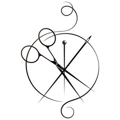 Needle with thread and scissors. Symbol for seamstress and tailor