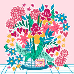 Vector hand drawn floral bouquet.
