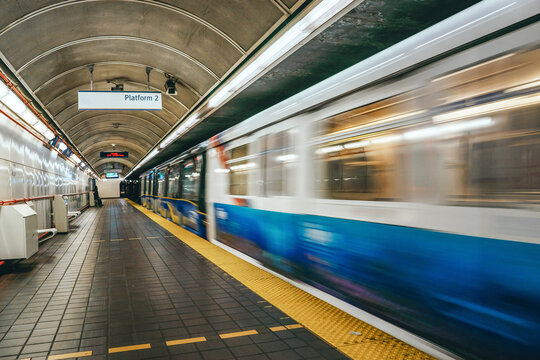 subway train in motion