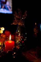 christmas candles burning in the dark