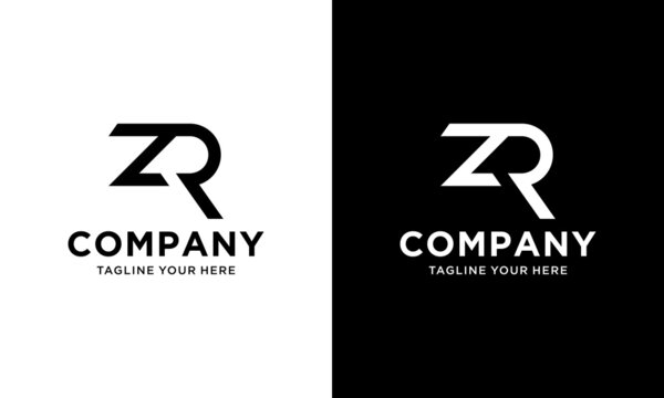 Minimal elegant monogram art logo. Outstanding professional trendy awesome artistic RZ ZR initial based Alphabet icon logo. on a black and white background.