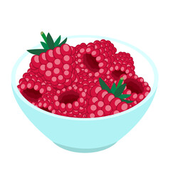 Vector isometric bowl of fresh juicy raspberries