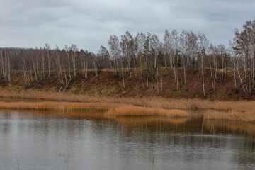 calm water of lake in late autumn