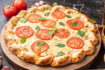 pizza sabores pizza com doritos tomate marguerita  - obrazy, fototapety, plakaty