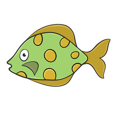 Colorful tropic fish cartoon style hand drawn for design