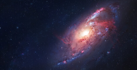 Obraz na płótnie Canvas Spiral galaxy with starry light and Nebula. Stars and far galaxies. Sci-fi space wallpaper. Elements of this image furnished by NASA