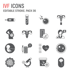 IVF glyph icon set, vitro fertilization collection, vector graphics, logo illustrations, IVF vector icons, artificial insemination signs, solid pictograms, editable stroke