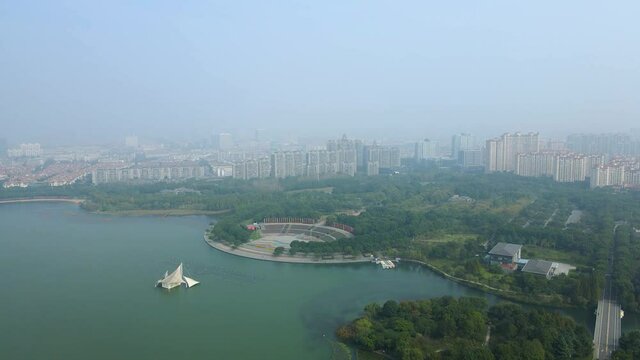 Zhangjiagang city scenery aerial photography