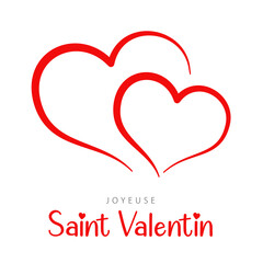 French text: Joyeuse Saint Valentin. Happy Valentine's Day, vector