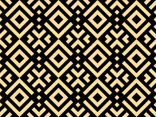 Stof per meter Abstracte geometrische patroon. Een naadloze vectorachtergrond. Goud en zwart ornament. Grafisch modern patroon. Eenvoudig rooster grafisch ontwerp © ELENA