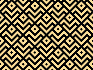 Abstraktes geometrisches Muster. Ein nahtloser Vektorhintergrund. Gold und schwarze Verzierung. Grafisches modernes Muster. Einfaches Gittergrafikdesign