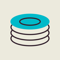 Plates, dishes vector icon. Kitchen appliance