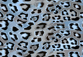 Full seamless leopard cheetah animal skin pattern. Ornamental Blue Gray Design for women textile fabric printing. Suitable for trendy fashion use.