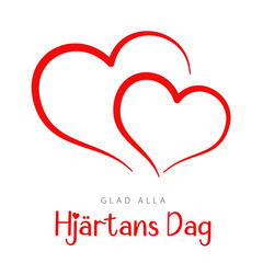 Swedish text: Glad Alla Hjärtans Dag. Happy Valentine's Day, vector