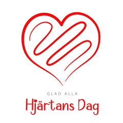 Swedish text: Glad Alla Hjärtans Dag. Happy Valentine's Day, vector
