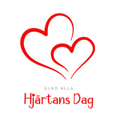Swedish text: Glad Alla Hjärtans Dag. Happy Valentine's Day, vector