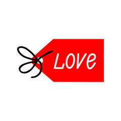 Red tag for Valentine's Day. Vector illustration