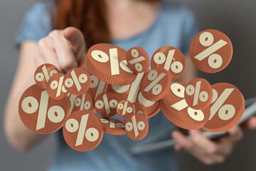 sale digital percent in hand.