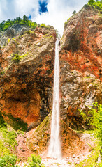 Rinka waterfall located in Logarska dolina national park in Slovenia, Second highest waterfall in Slovenia, Europe © streetflash