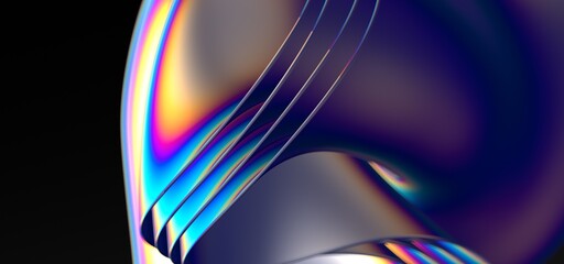 Liquid shapes abstract holographic 3D wavy background