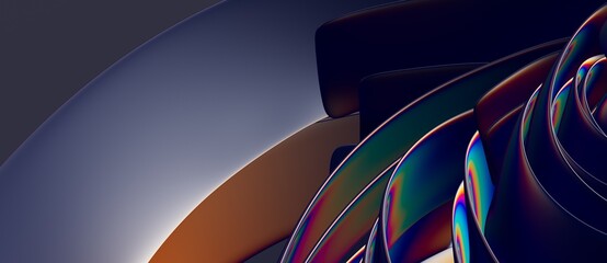 Liquid shapes abstract holographic 3D wavy background