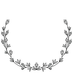 simple vector wreath vintage, baroque frame border with abstract flowers on a white background