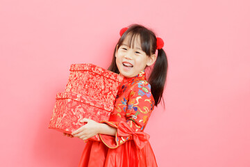 young chinese girl with traditional dressing up celebrate Chinese new year