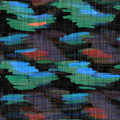 Blue mottled swirl wave rustic linen texture background. Summer beach style stripe home decor fabric. Dyed wash wavy coastal living textile effect. High quality jpg seamless pattern swatch.