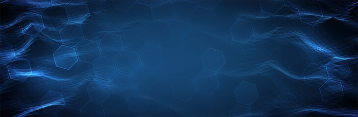 Obraz na płótnie Canvas Futuristic background. Hexagon pattern. Tech shape. Chemistry banner template. Organic formula style. Corporate presentation backdrop. Stock vector illustration