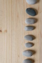 stones on the wooden table