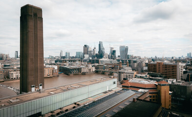 Panoramic View of London City Skyline from Rooftop, UK