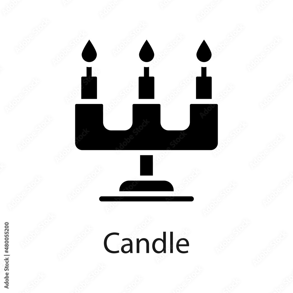 Poster candle vector solid icon for web isolated on white background eps 10 file