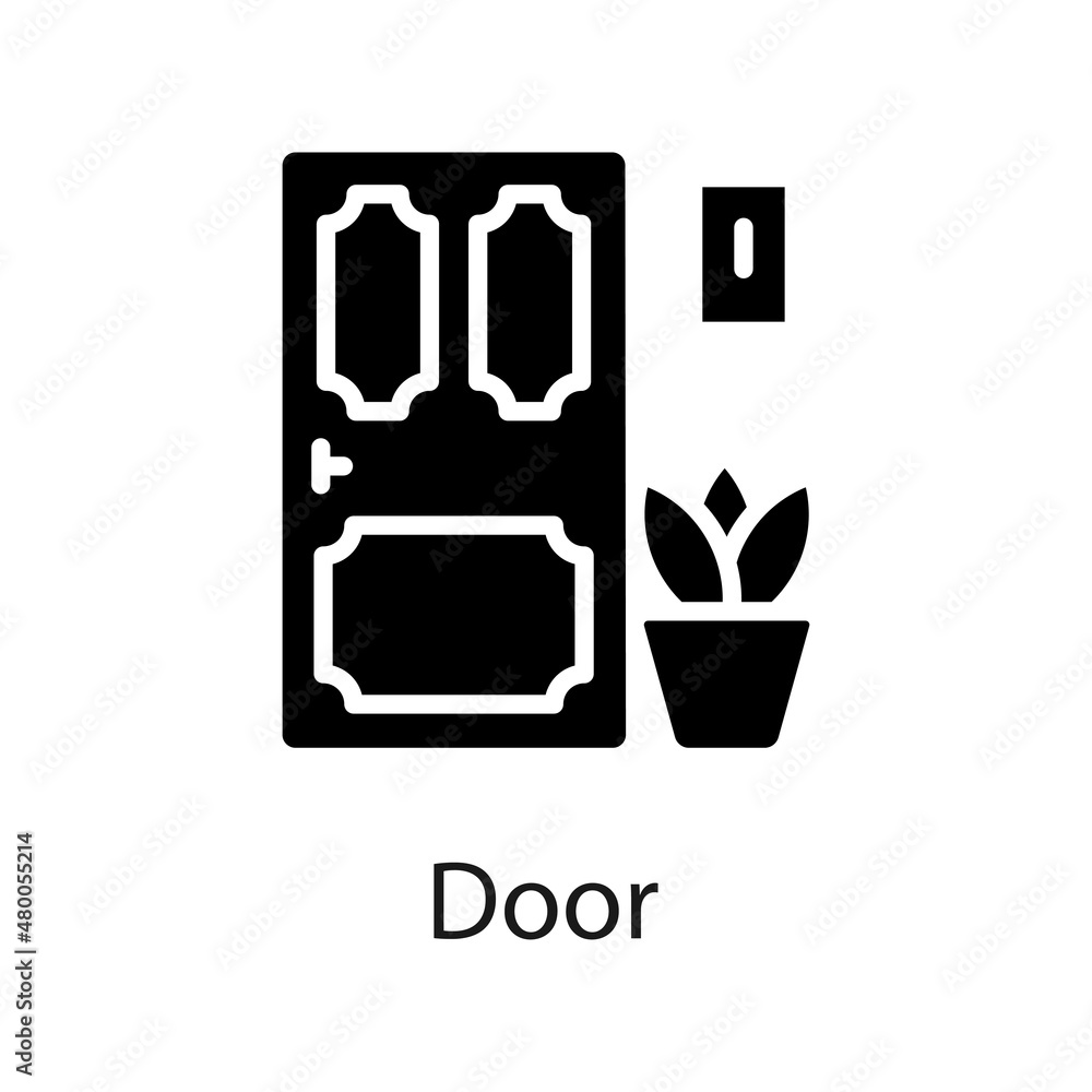 Poster Door vector Solid icon for web isolated on white background EPS 10 file