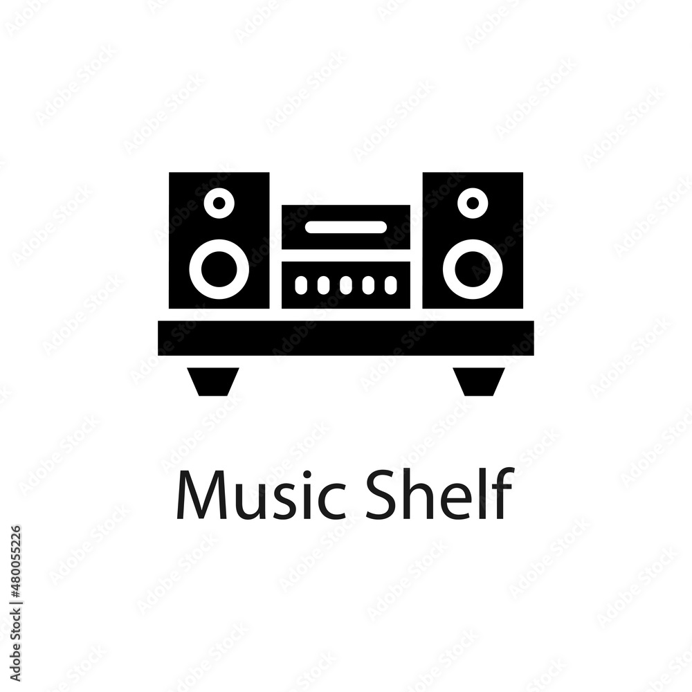 Poster music shelf vector solid icon for web isolated on white background eps 10 file