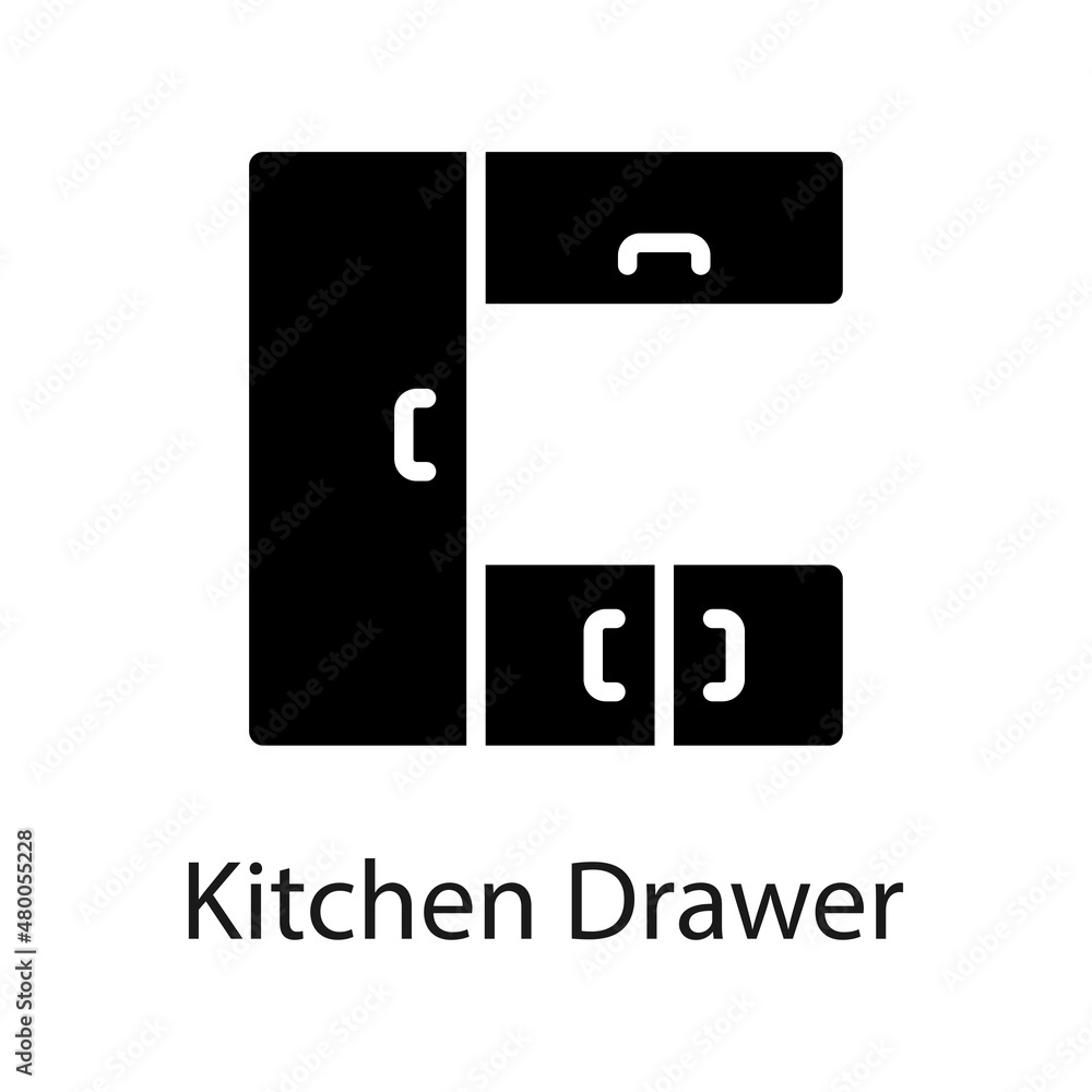 Aufkleber kitchen drawer vector solid icon for web isolated on white background eps 10 file