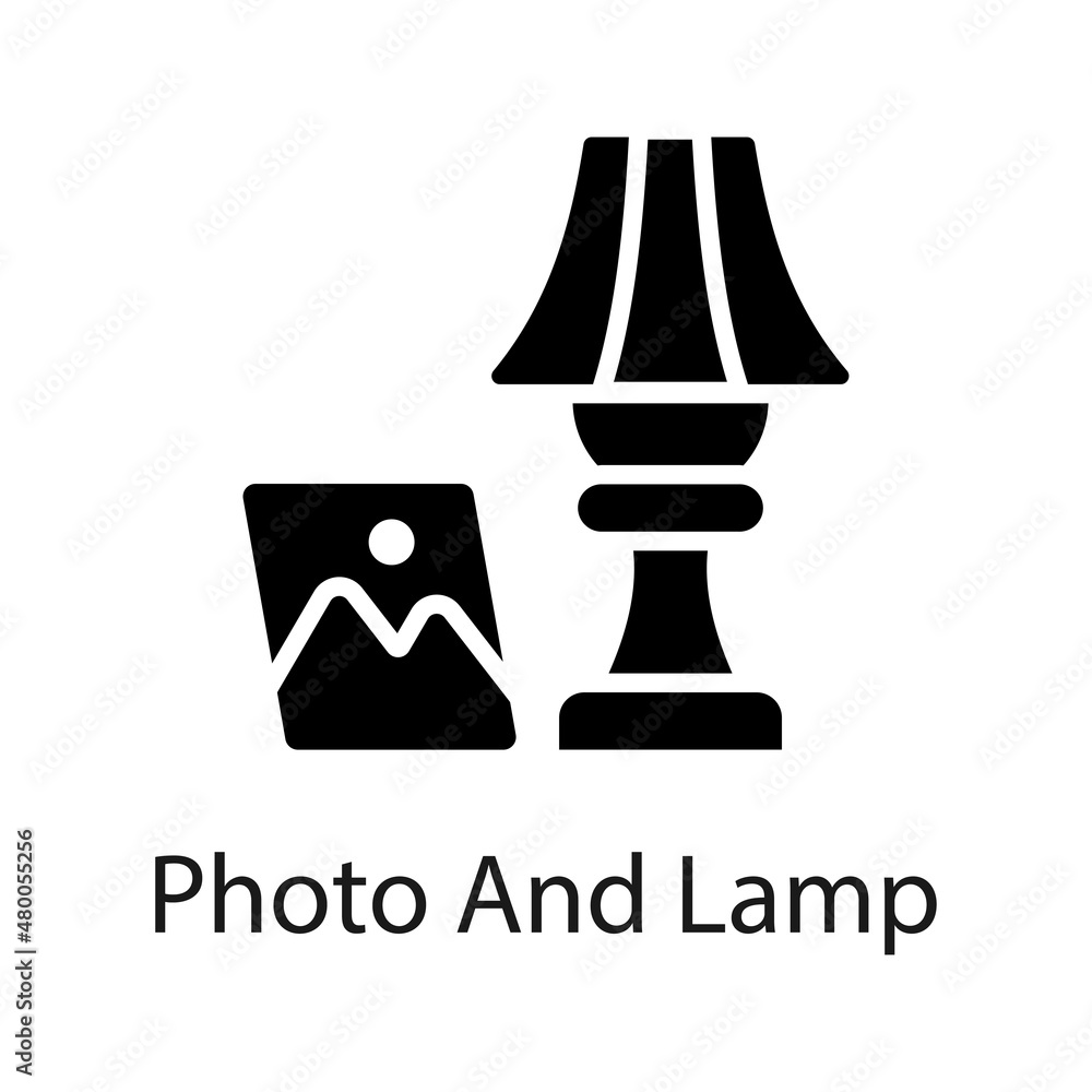 Poster photo and lamp vector solid icon for web isolated on white background eps 10 file