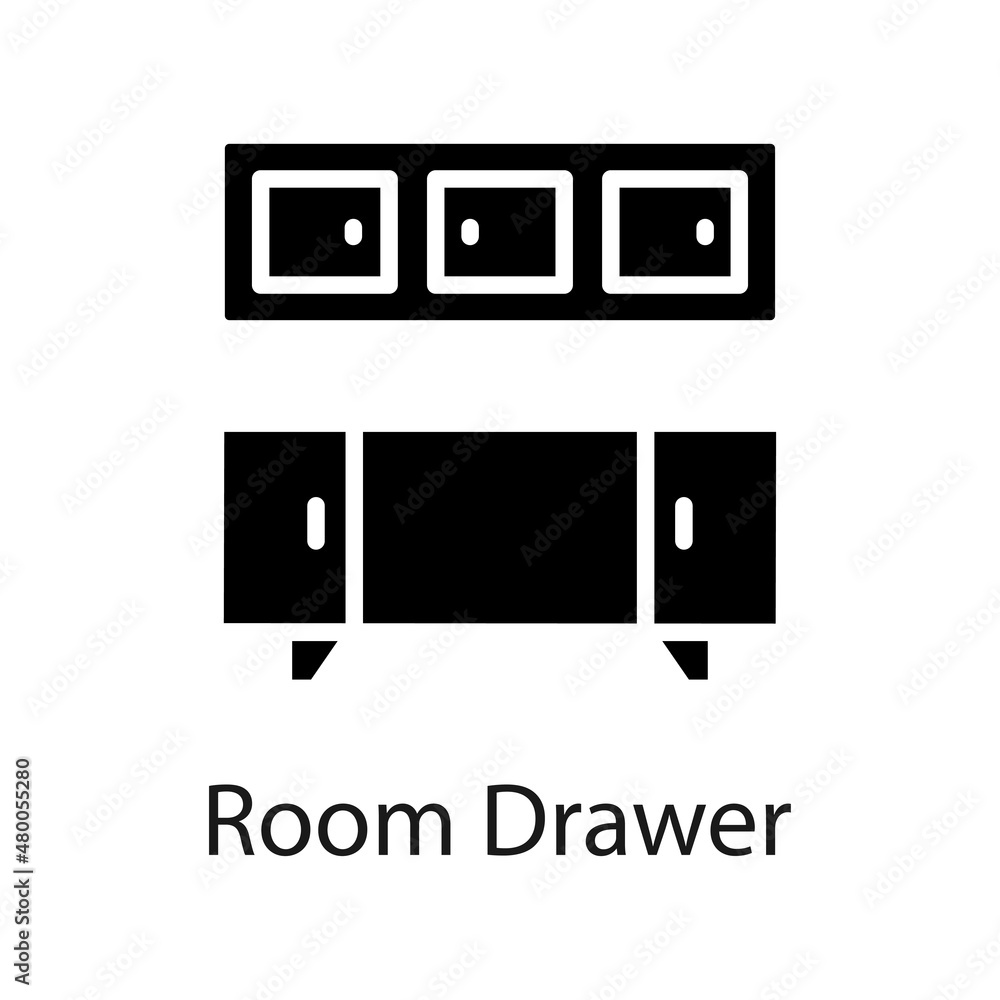 Poster room drawer vector solid icon for web isolated on white background eps 10 file