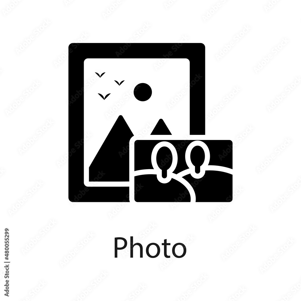 Poster photo vector solid icon for web isolated on white background eps 10 file