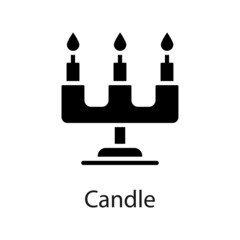 Candle vector Solid icon for web isolated on white background EPS 10 file