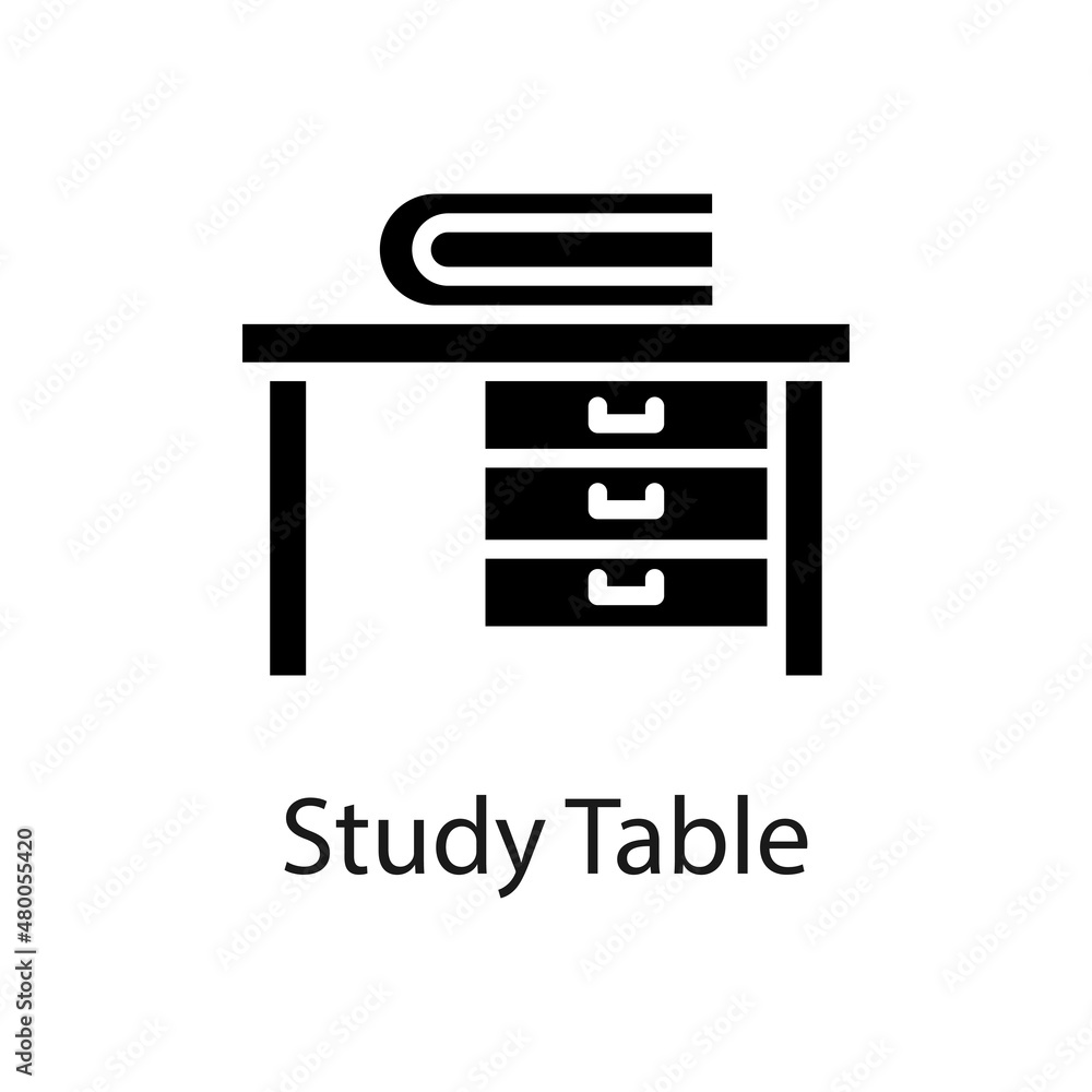 Poster study table vector solid icon for web isolated on white background eps 10 file