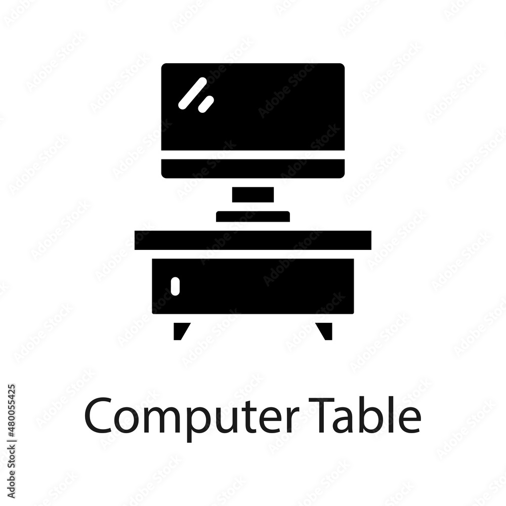 Poster computer table vector solid icon for web isolated on white background eps 10 file