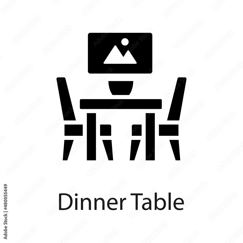 Poster dinner table vector solid icon for web isolated on white background eps 10 file