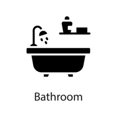 Bathroom vector Solid icon for web isolated on white background EPS 10 file