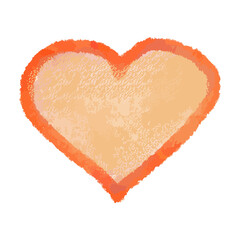 Orange heart in watercolor style on a white background