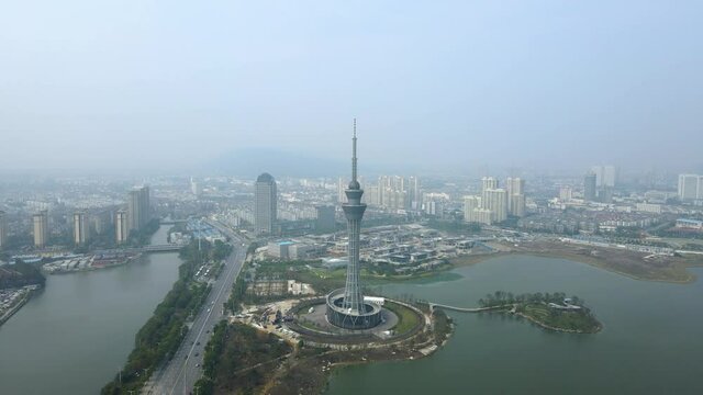 aerial photography changshu city landscape skyline