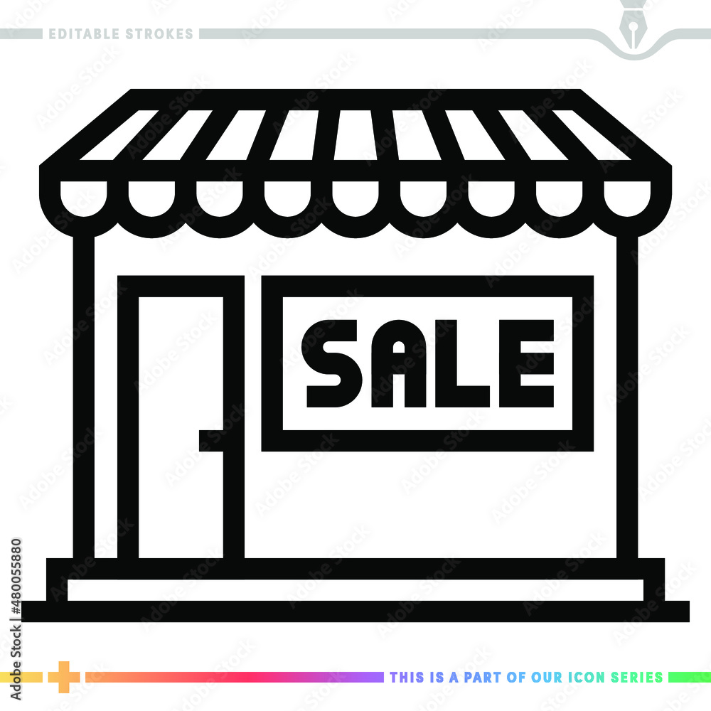 Poster line icon for retail sales network illustrations with editable strokes. this vector graphic has cust