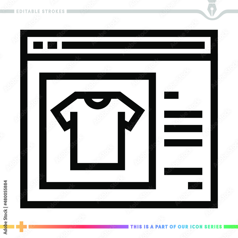 Poster line icon for online shopping illustrations with editable strokes. this vector graphic has customiza
