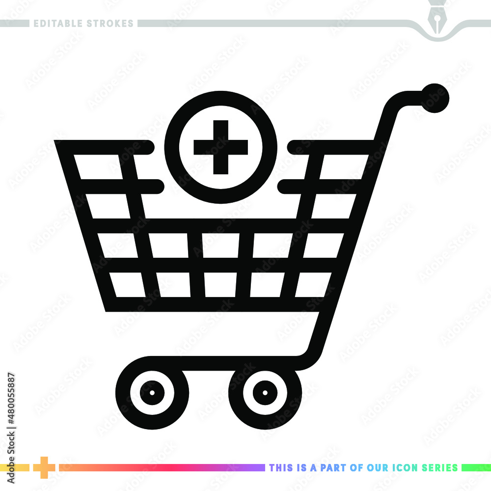 Aufkleber line icon for shopping addiction illustrations with editable strokes. this vector graphic has custom