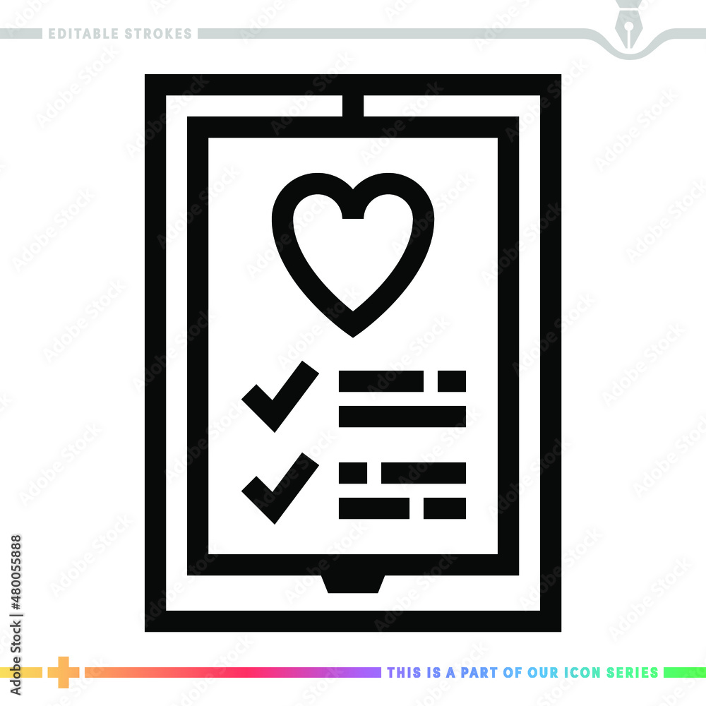 Aufkleber line icon for healthcare technology illustrations with editable strokes. this vector graphic has cus